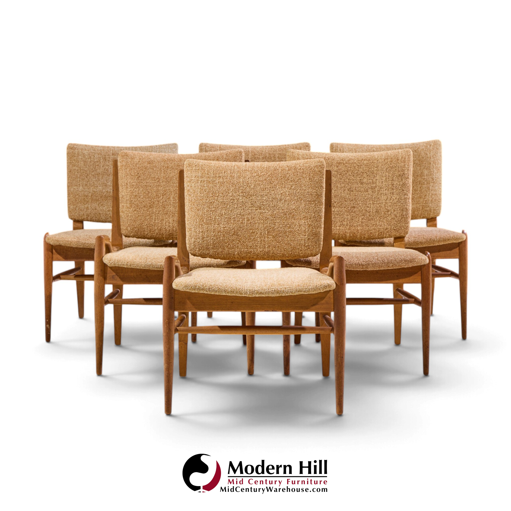 john keal for brown saltman mid century bleached mahogany dining chairs - set of 6