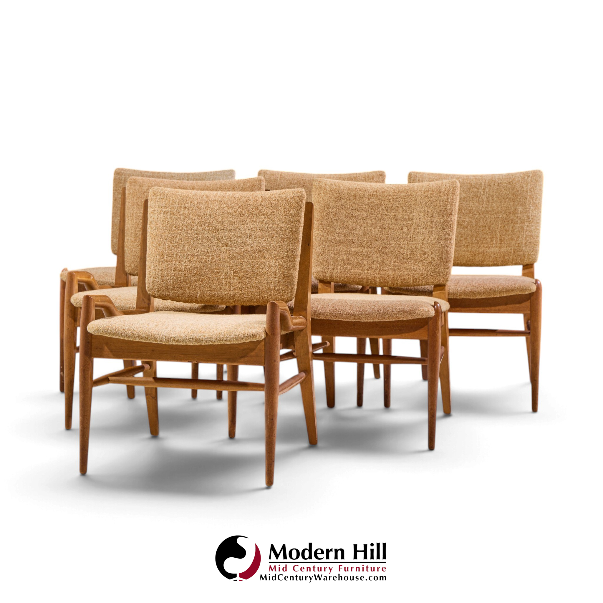 john keal for brown saltman mid century bleached mahogany dining chairs - set of 6