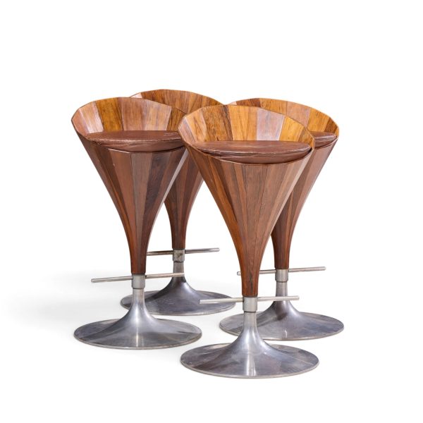 john mortensen for dyrlund mid century danish fountain barstools - set of 4