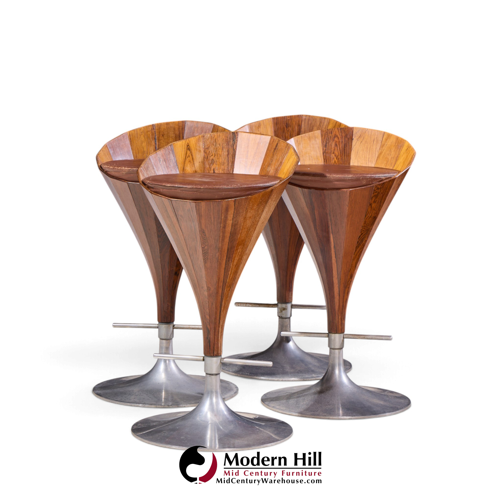 john mortensen for dyrlund mid century danish fountain barstools - set of 4