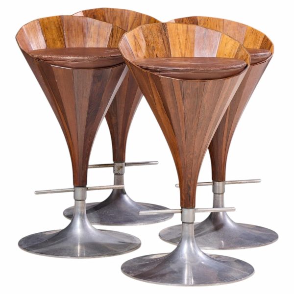 john mortensen for dyrlund mid century danish fountain barstools - set of 4