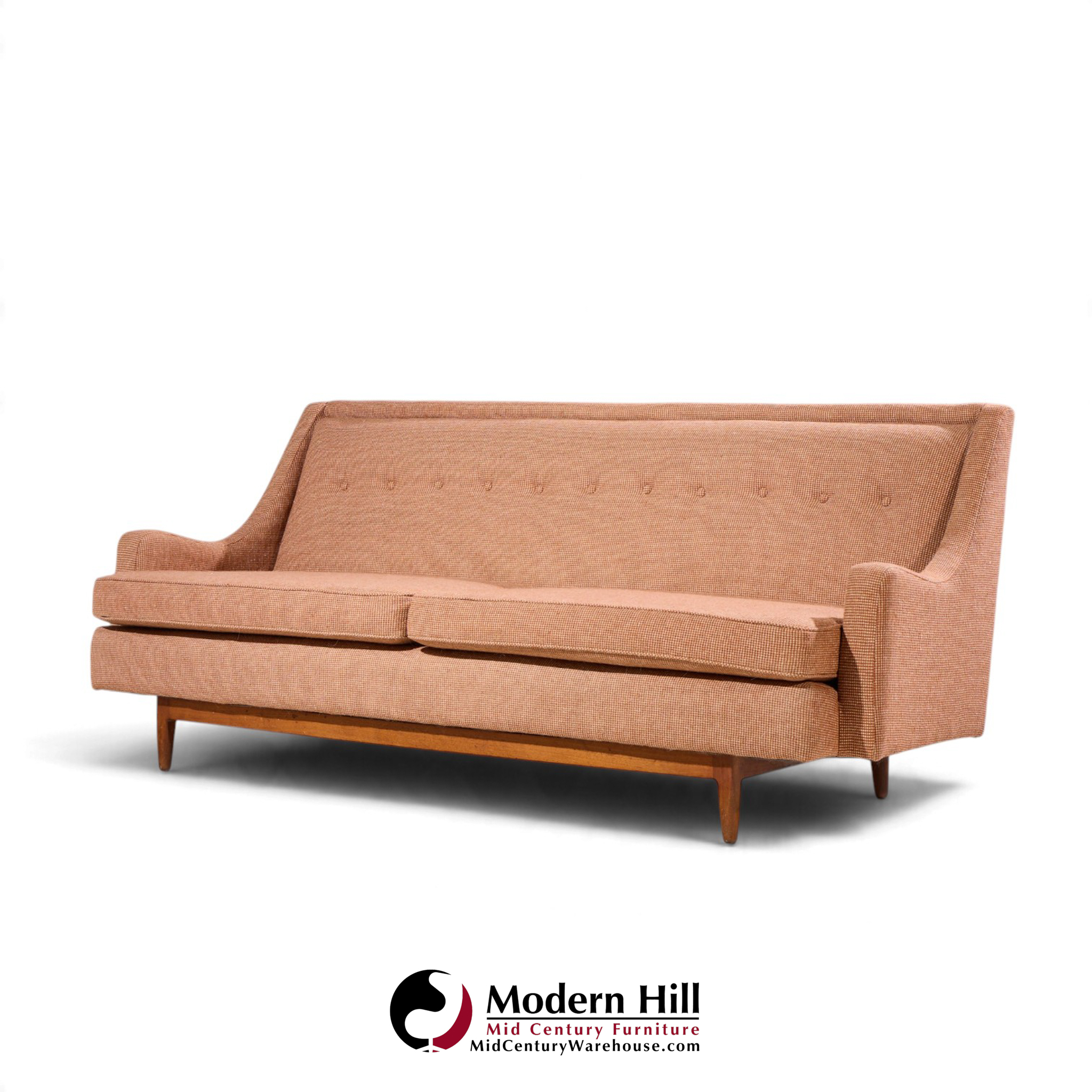 kipp stewart for drexel mid century walnut sofa