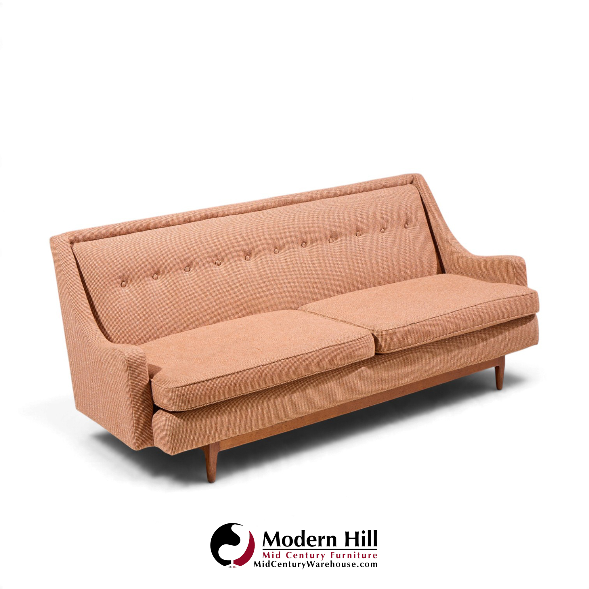 kipp stewart for drexel mid century walnut sofa