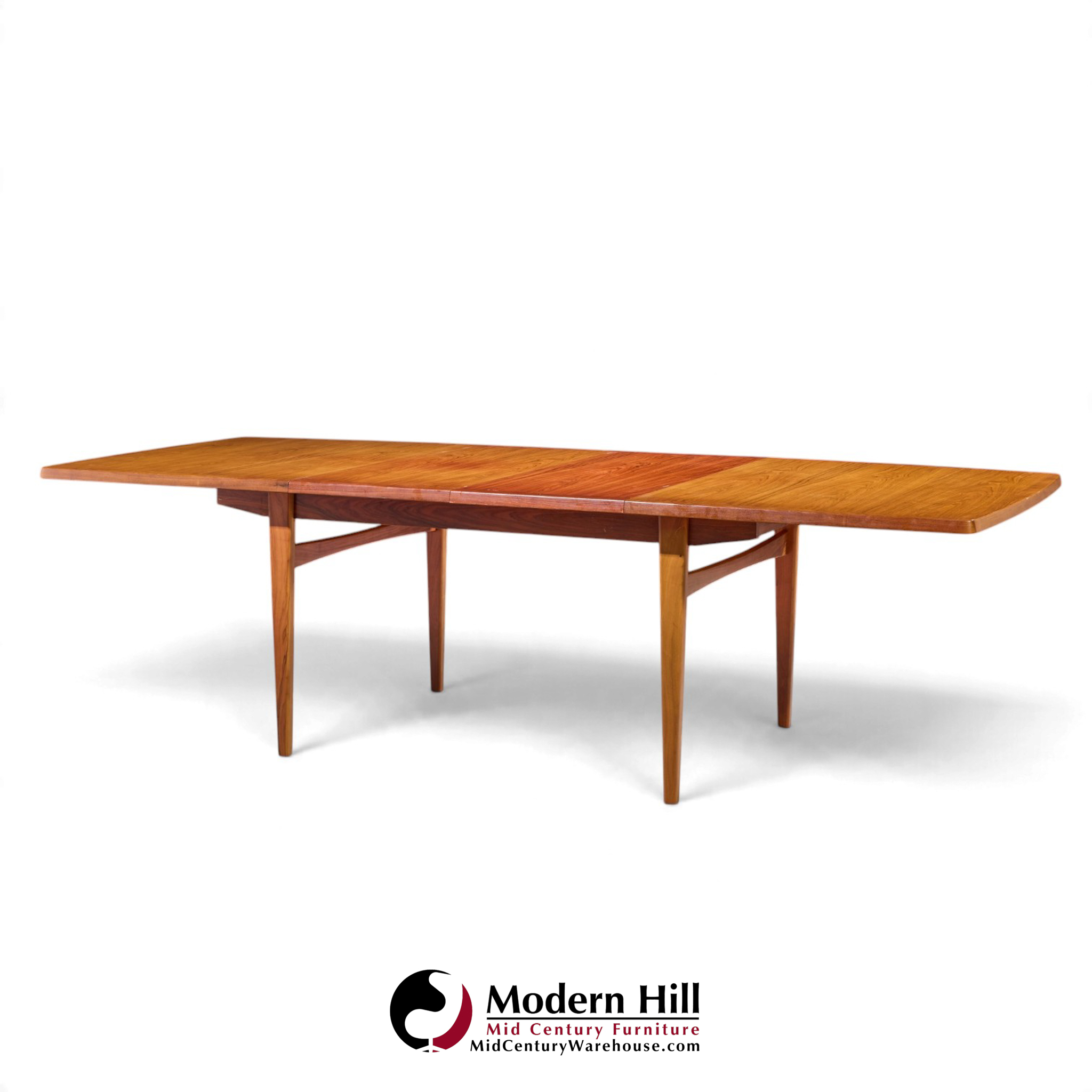 kurt Østervig style mid century danish rosewood expanding hidden leaf dining table with 2 leaves