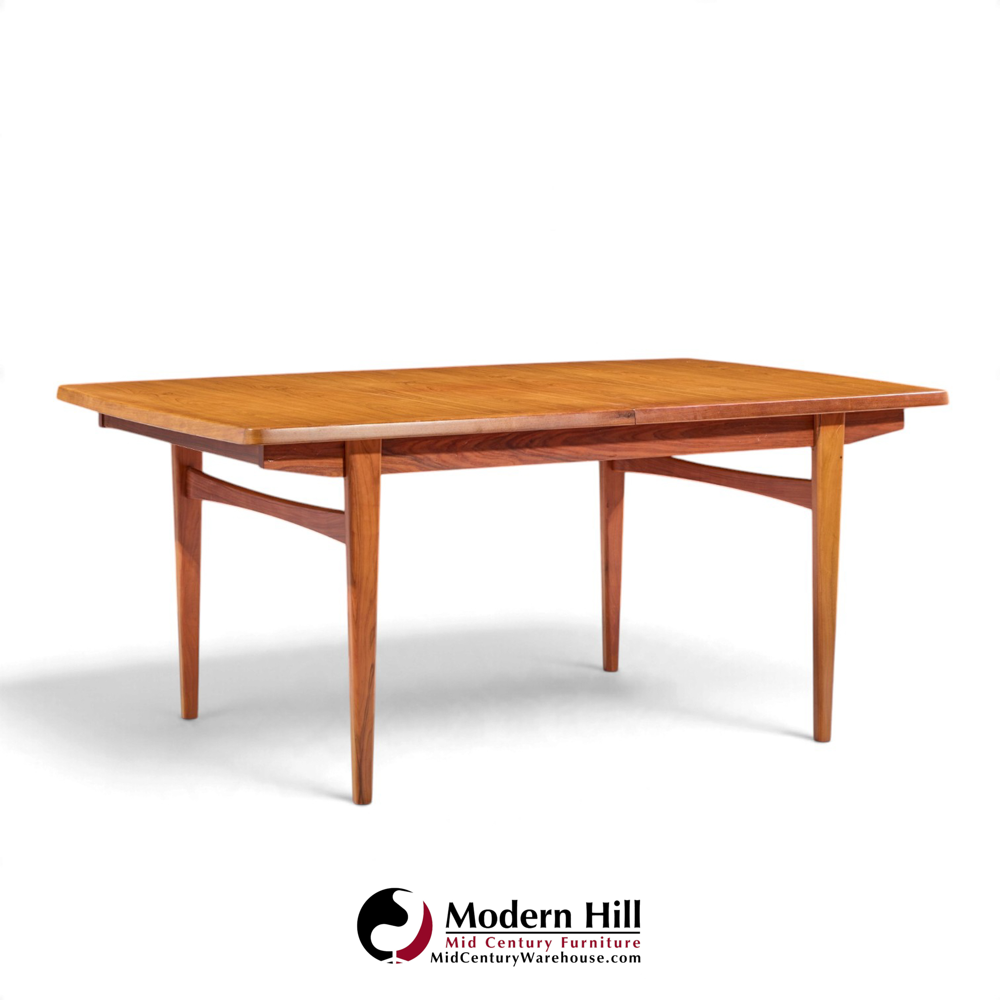 kurt Østervig style mid century danish rosewood expanding hidden leaf dining table with 2 leaves