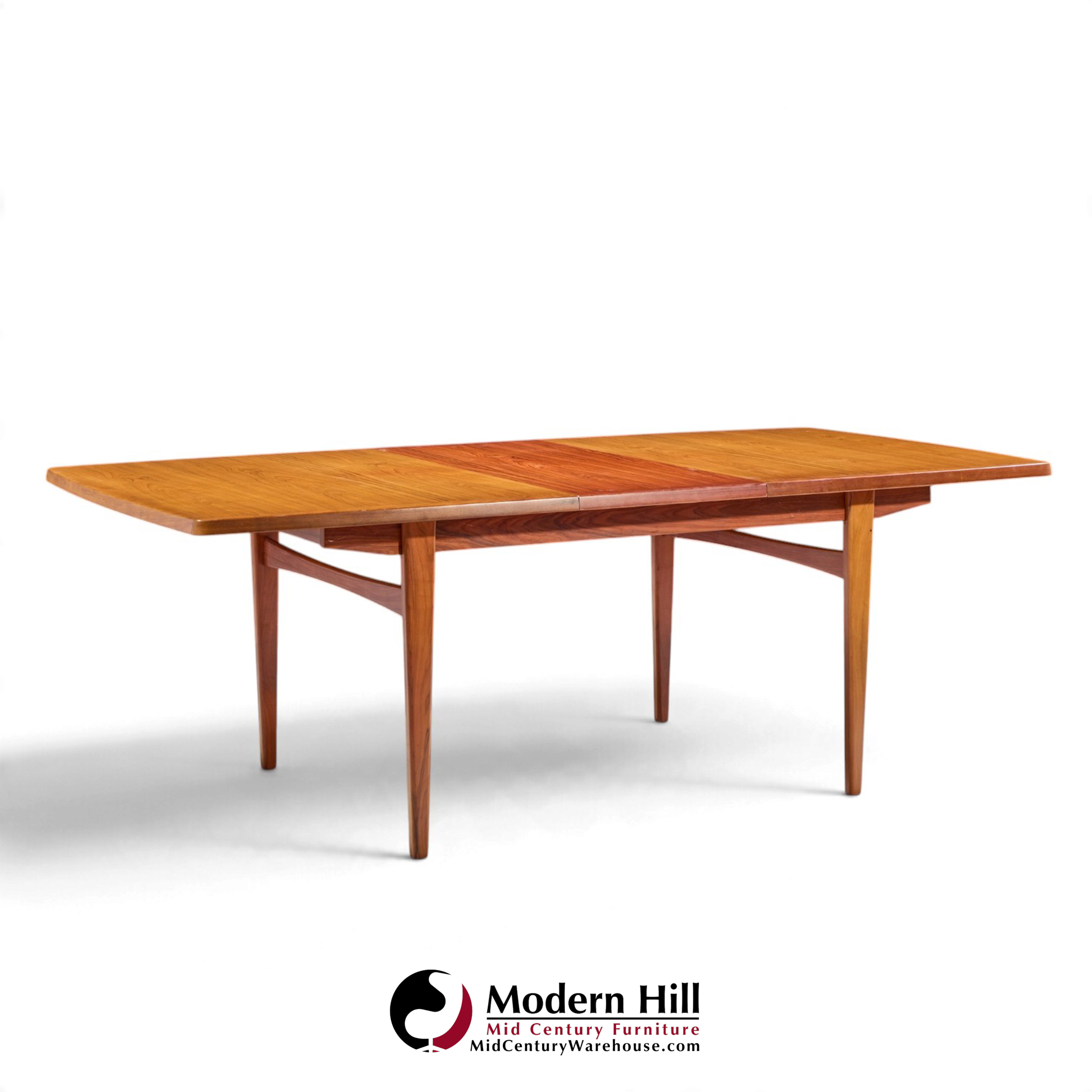 kurt Østervig style mid century danish rosewood expanding hidden leaf dining table with 2 leaves
