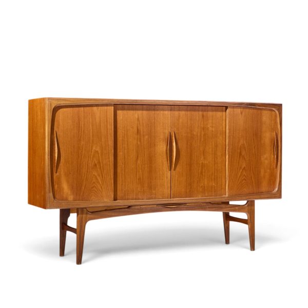 kurt Østervig style mid century danish sculptural teak high credenza