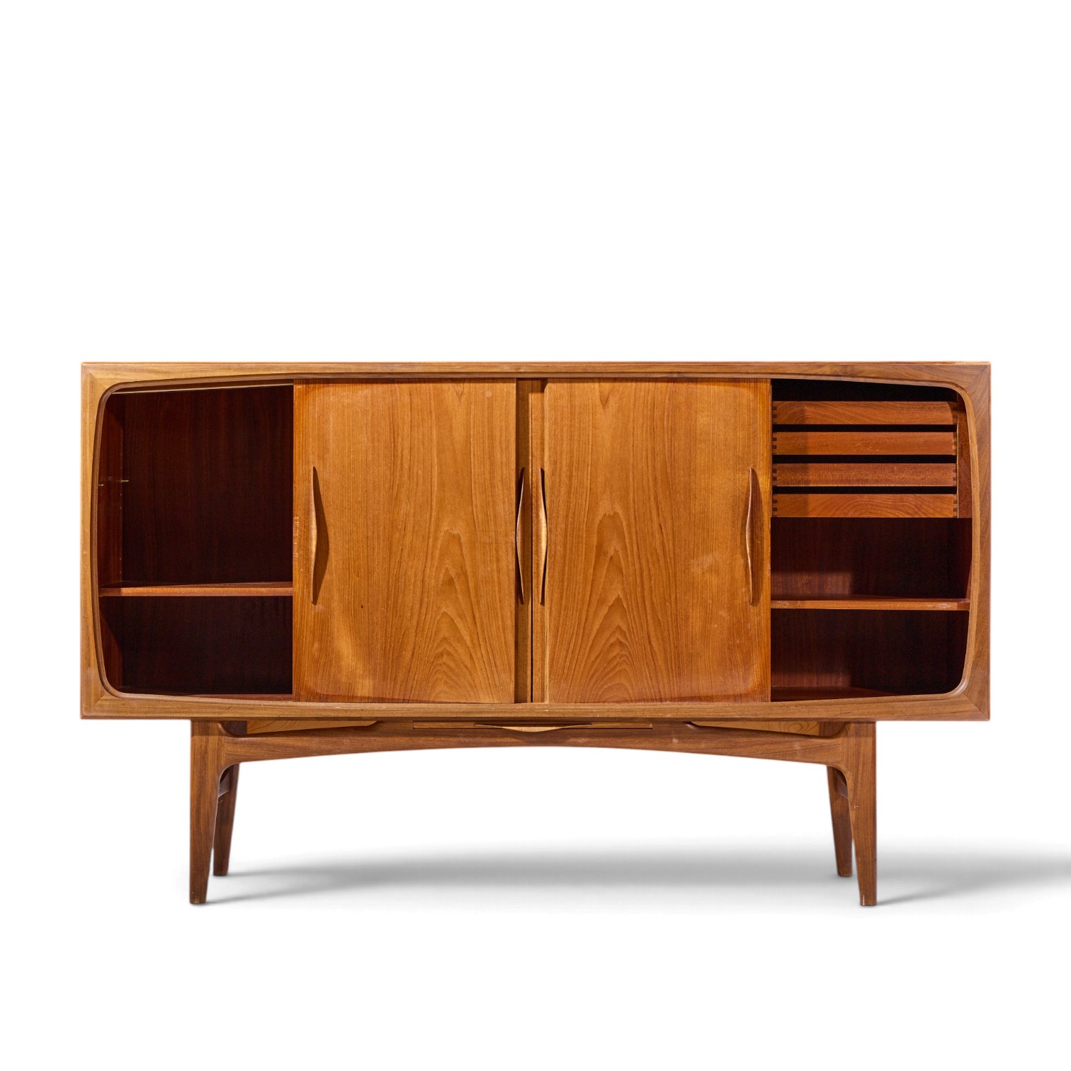 kurt Østervig style mid century danish sculptural teak high credenza