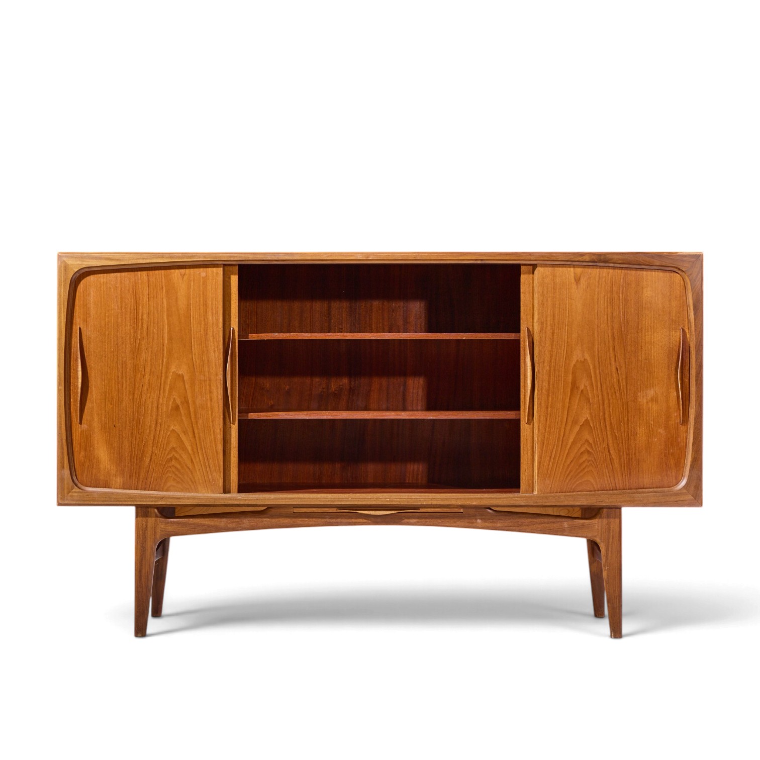 kurt Østervig style mid century danish sculptural teak high credenza