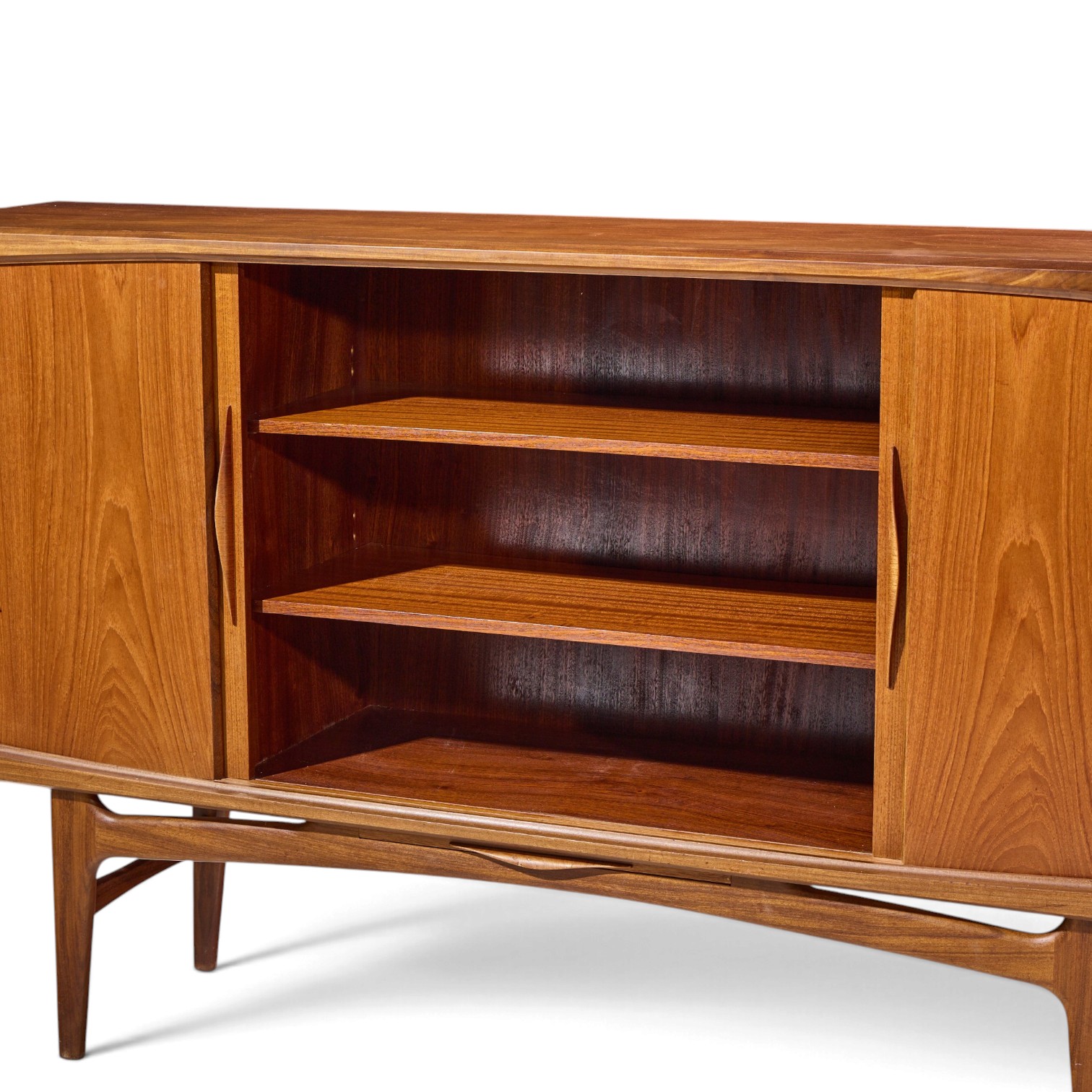 kurt Østervig style mid century danish sculptural teak high credenza