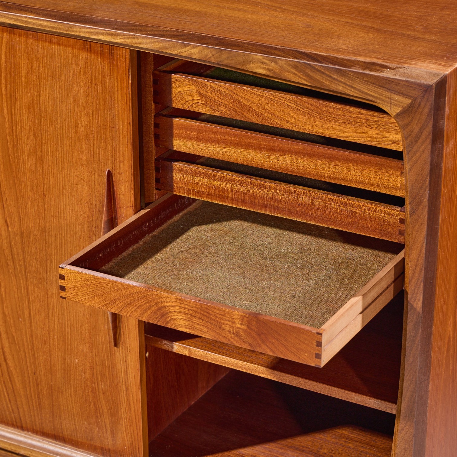 kurt Østervig style mid century danish sculptural teak high credenza