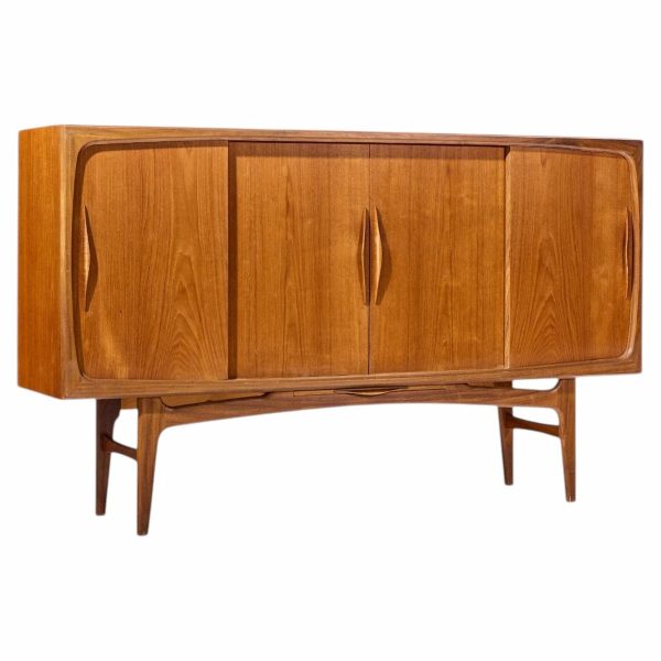 kurt Østervig style mid century danish sculptural teak high credenza
