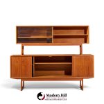 kurt Østervig style mid century danish teak sliding door credenza and hutch