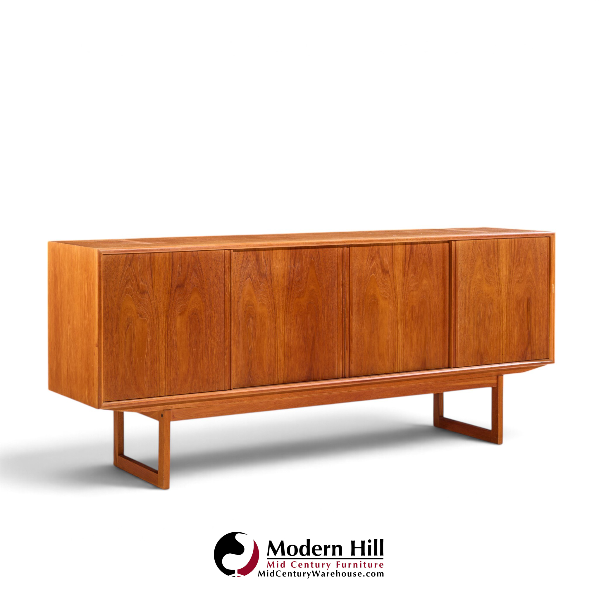 kurt Østervig style mid century danish teak sliding door credenza and hutch