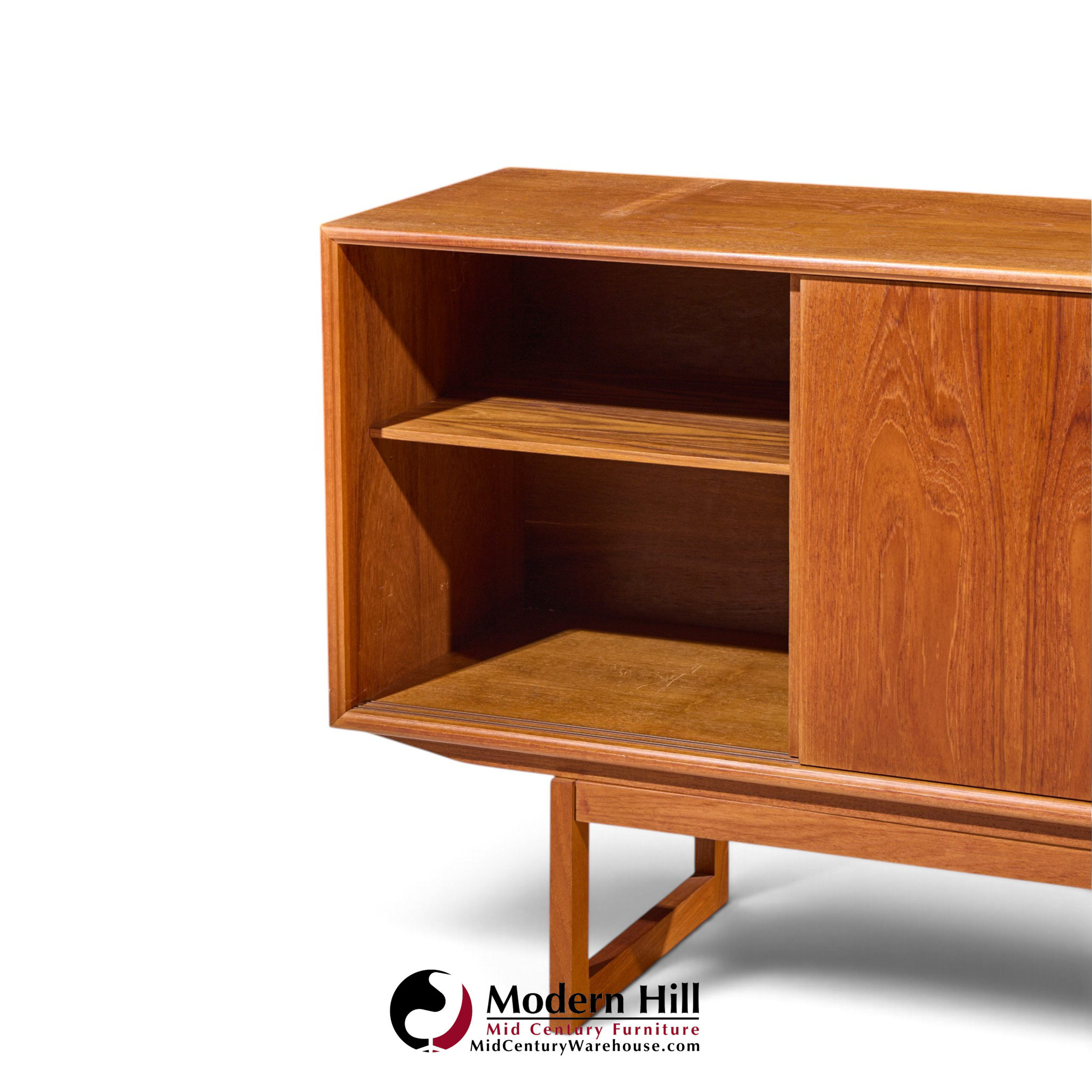 kurt Østervig style mid century danish teak sliding door credenza and hutch