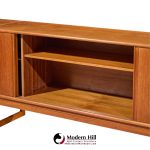 kurt Østervig style mid century danish teak sliding door credenza and hutch