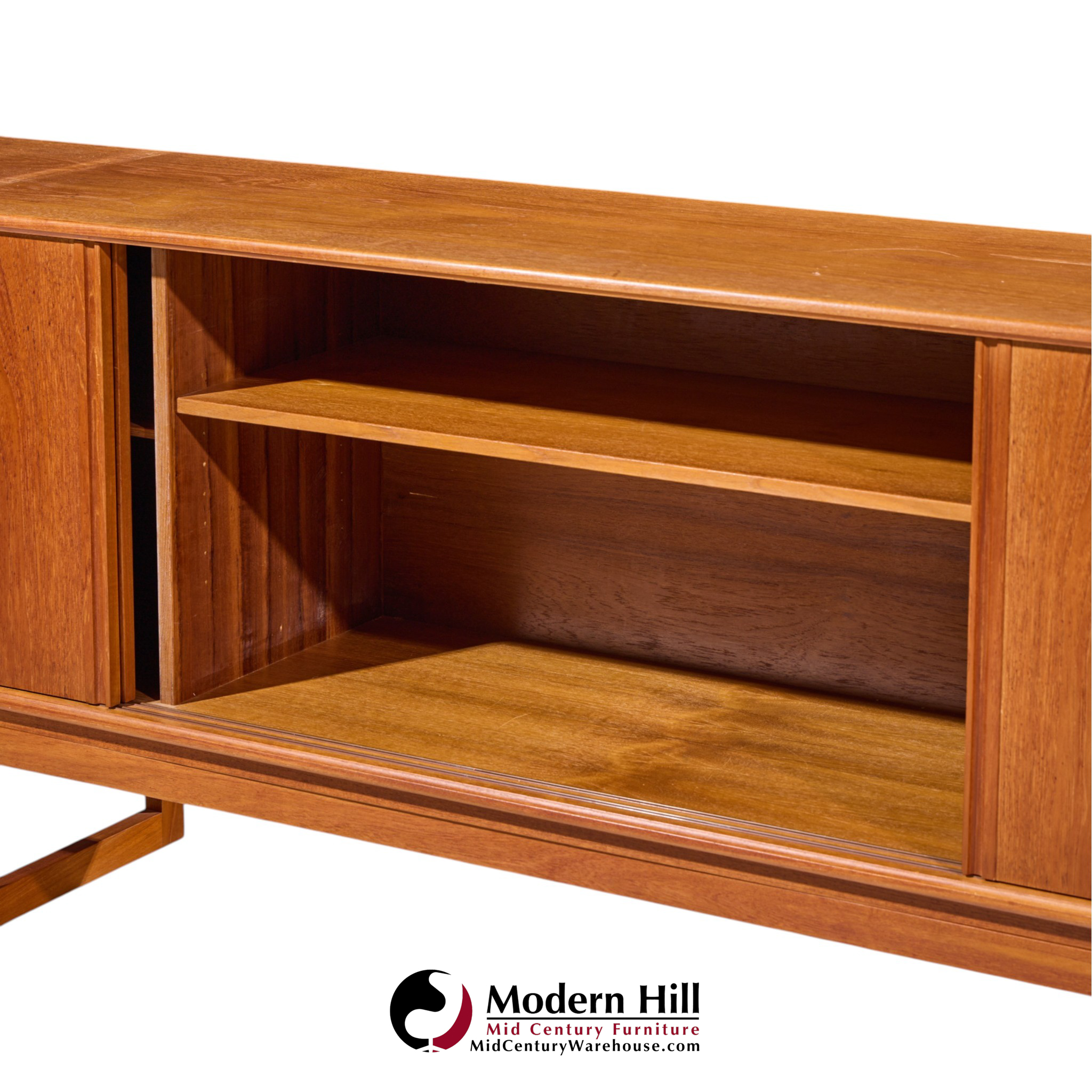 kurt Østervig style mid century danish teak sliding door credenza and hutch