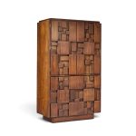 lane staccato brutalist mid century walnut armoire highboy dresser