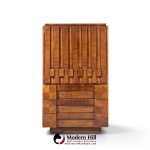lane staccato brutalist mid century walnut armoire highboy dresser