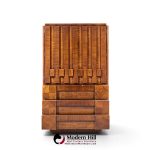 lane staccato brutalist mid century walnut armoire highboy dresser