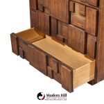 lane staccato brutalist mid century walnut armoire highboy dresser