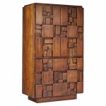 lane staccato brutalist mid century walnut armoire highboy dresser