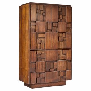 lane staccato brutalist mid century walnut armoire highboy dresser