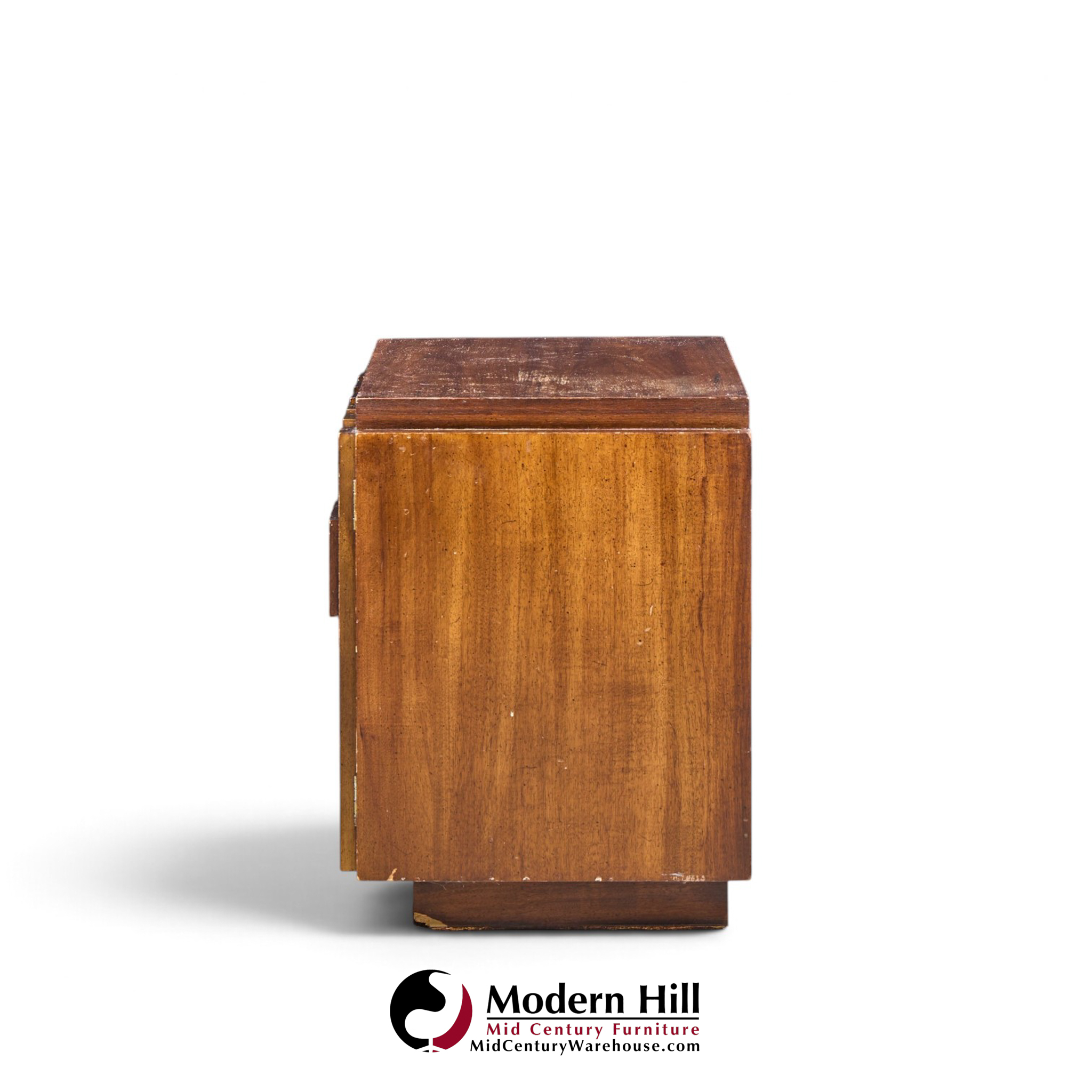 lane staccato brutalist mid century walnut nightstands - pair