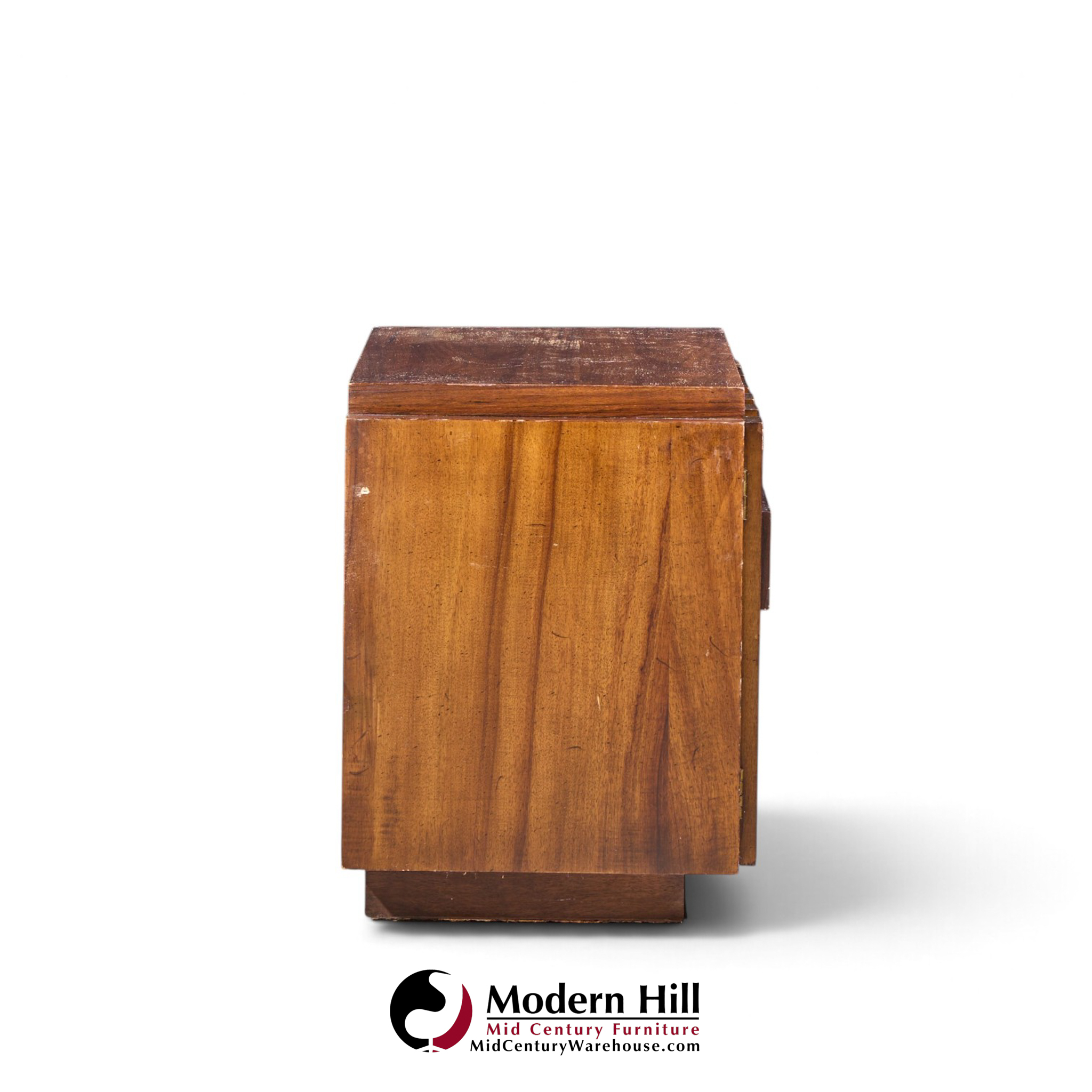 lane staccato brutalist mid century walnut nightstands - pair