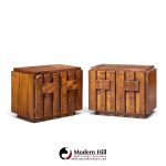 lane staccato brutalist mid century walnut nightstands - pair