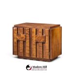 lane staccato brutalist mid century walnut nightstands - pair