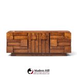 lane staccato mid century walnut brutalist lowboy dresser