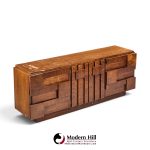 lane staccato mid century walnut brutalist lowboy dresser
