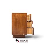 lane staccato mid century walnut brutalist lowboy dresser