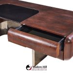m.f. harty for stow & davis mid century walnut, chrome and glass executive desk