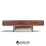 m.f. harty for stow & davis mid century walnut, chrome and glass executive desk