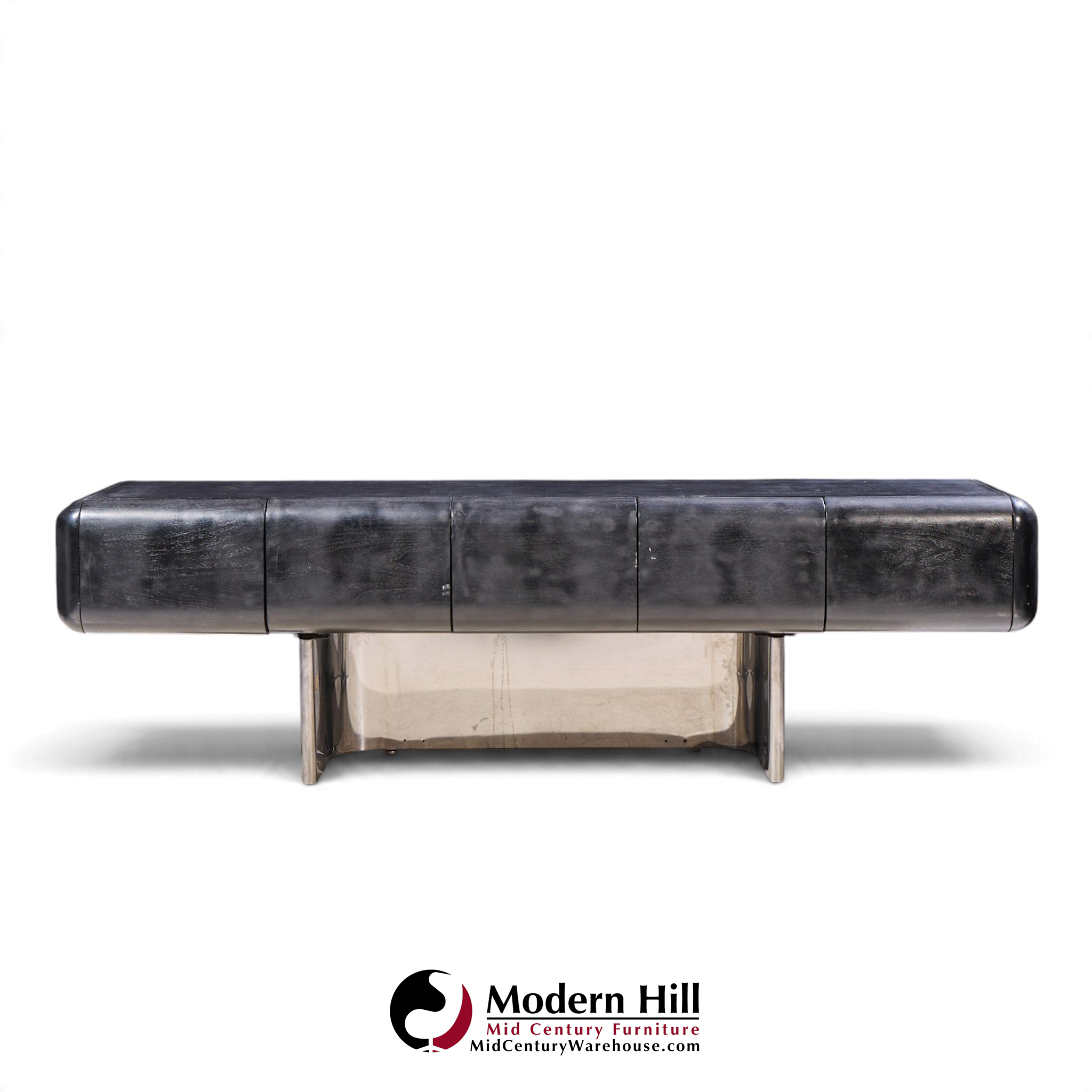 m.f. harty for stow & davis tomorrow mid century ebonized walnut and chrome credenza