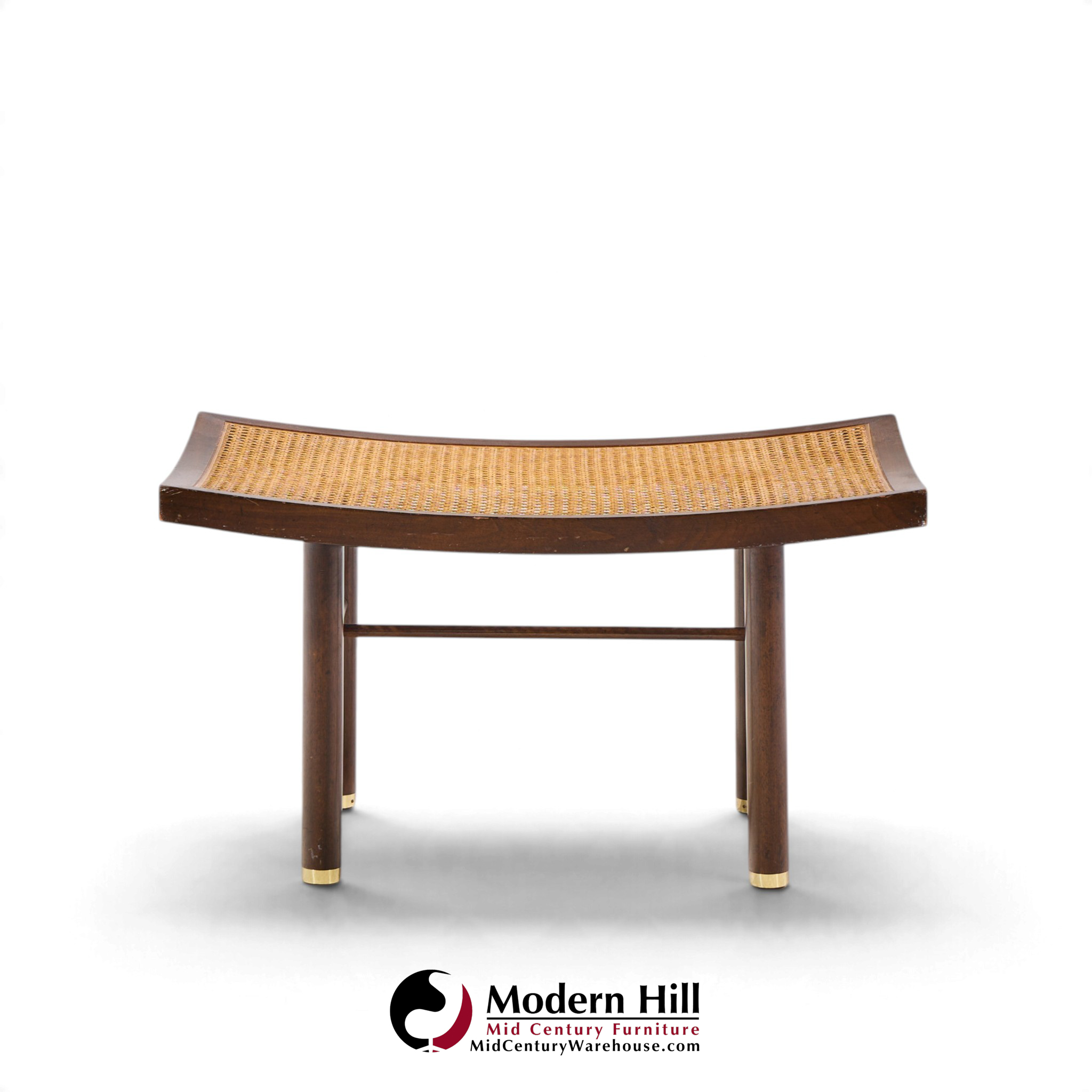 michael taylor for baker far east collection mid century cane and mahogany stool