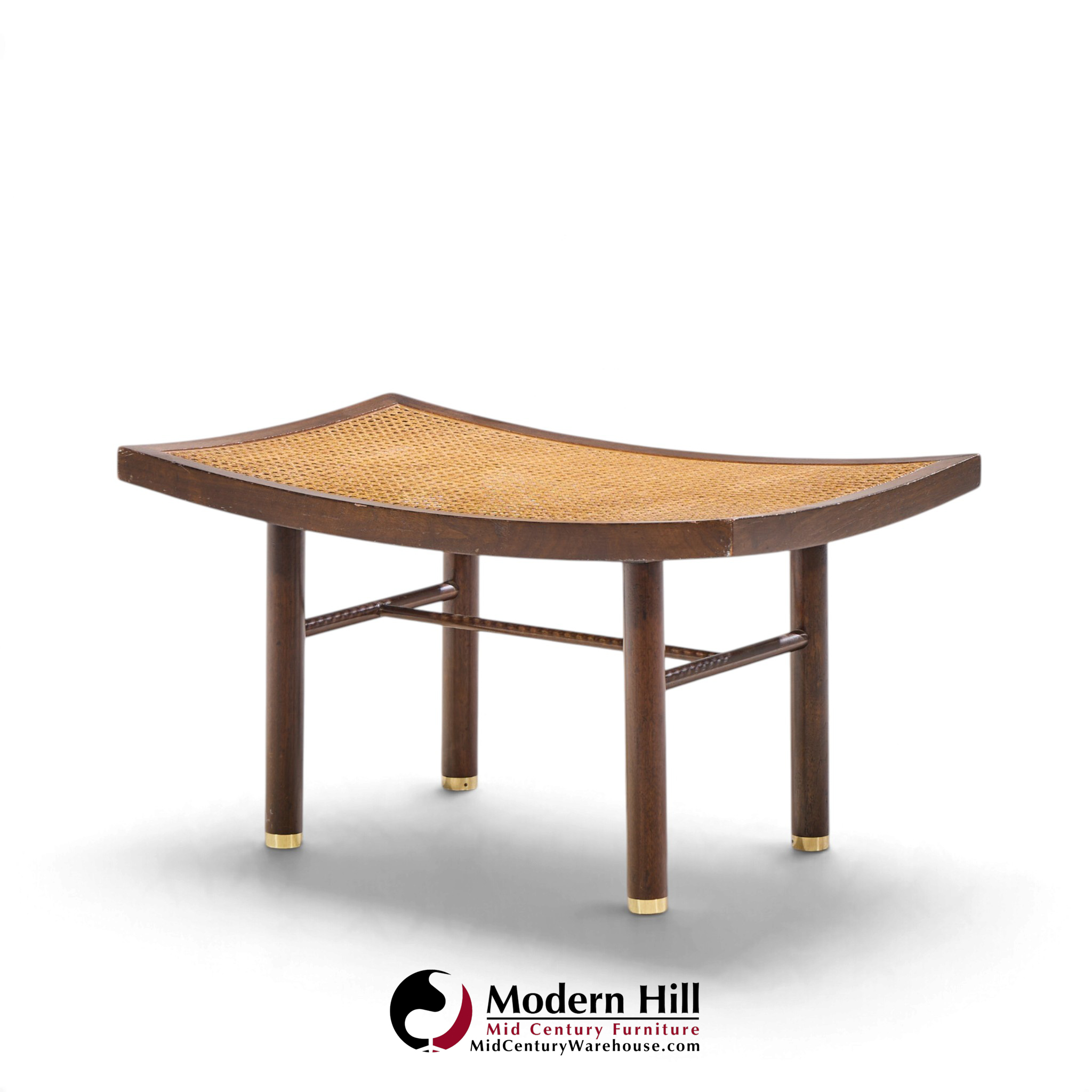 michael taylor for baker far east collection mid century cane and mahogany stool