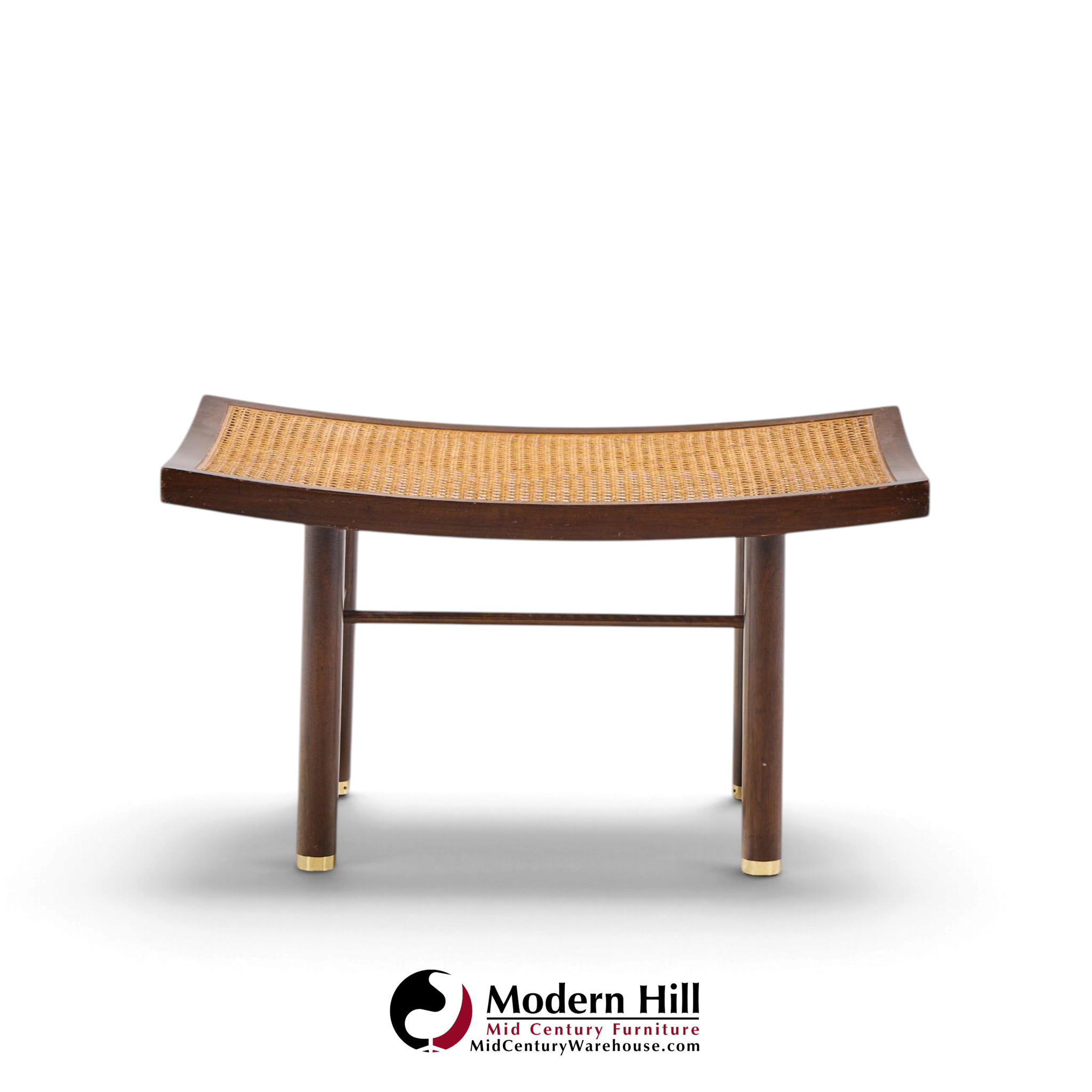 michael taylor for baker far east collection mid century cane and mahogany stool