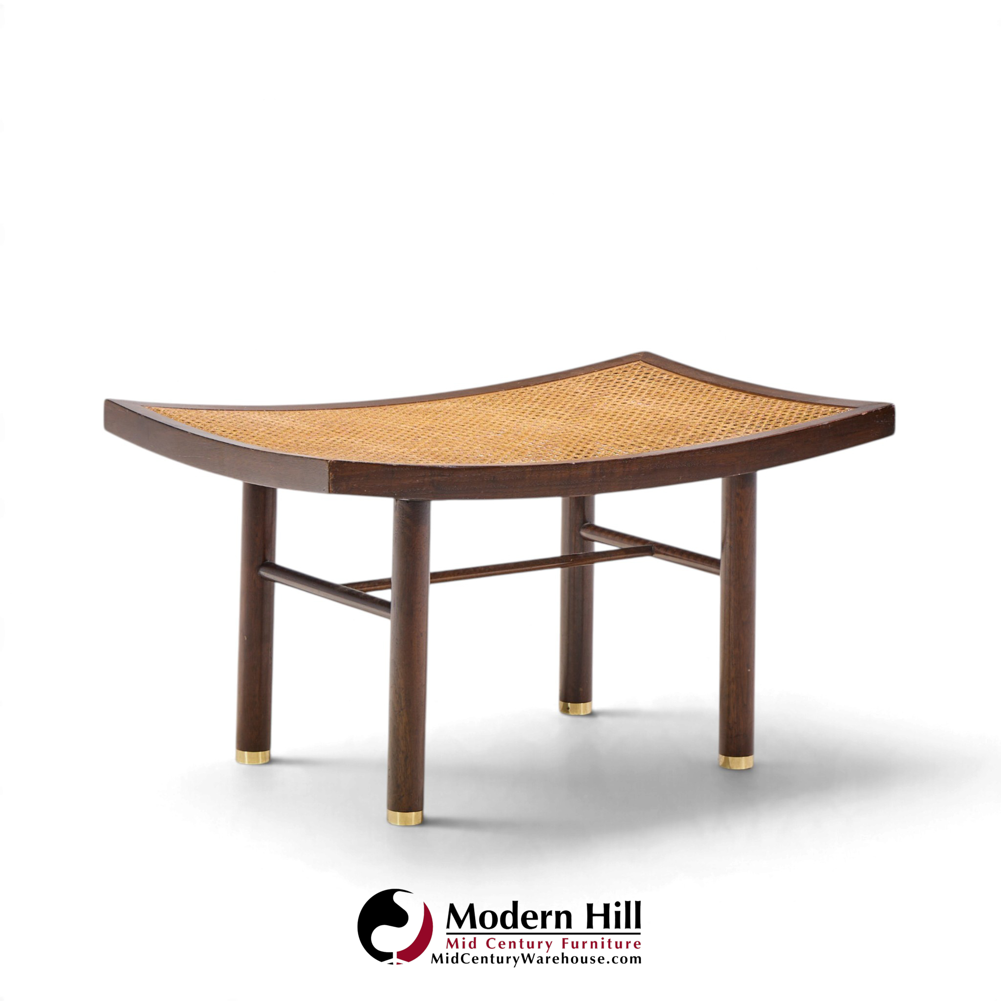 michael taylor for baker far east collection mid century cane and mahogany stool