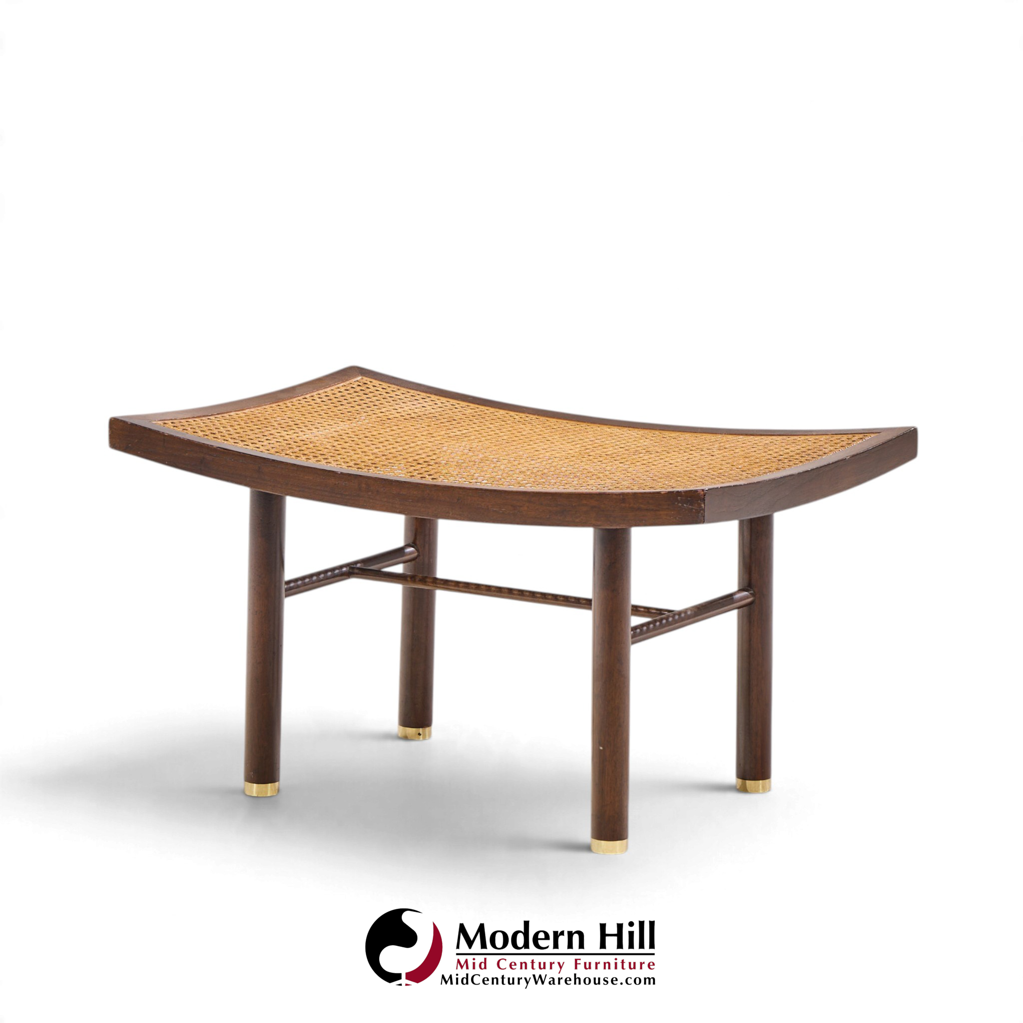 michael taylor for baker far east collection mid century cane and mahogany stool