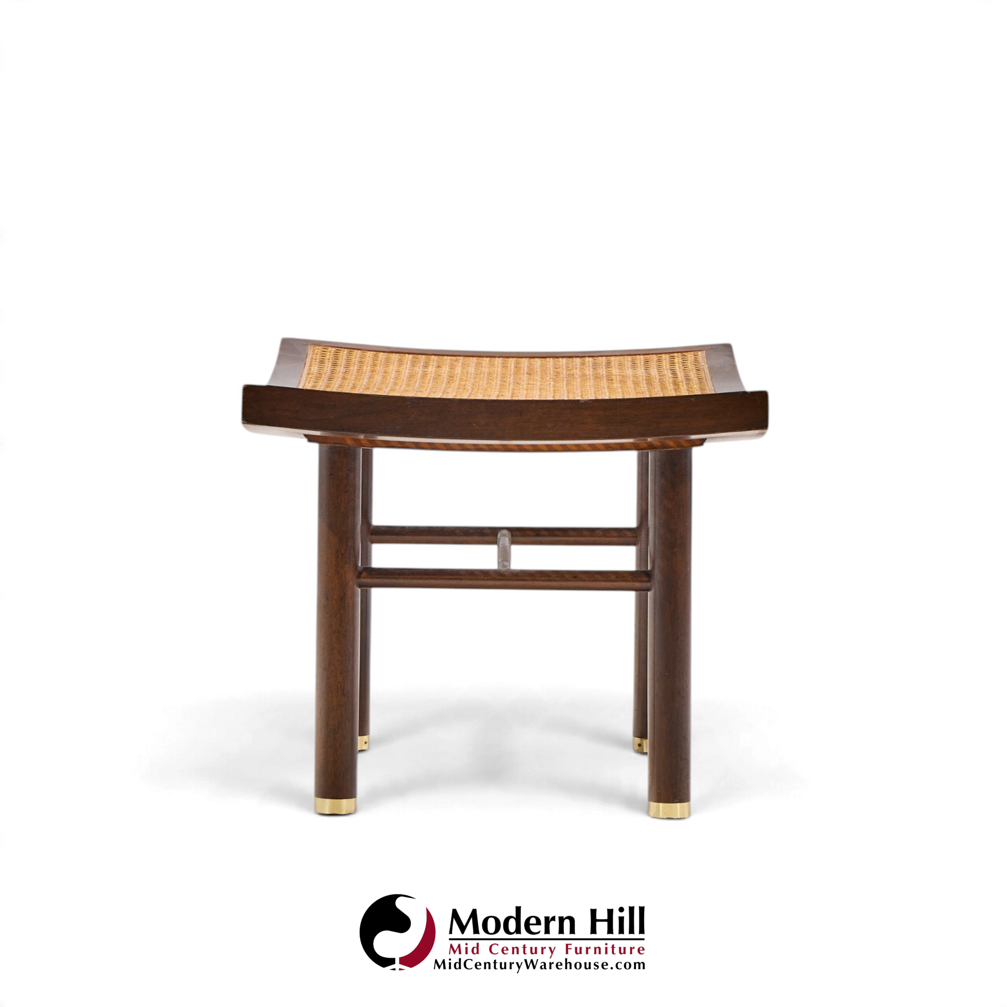 michael taylor for baker far east collection mid century cane and mahogany stool