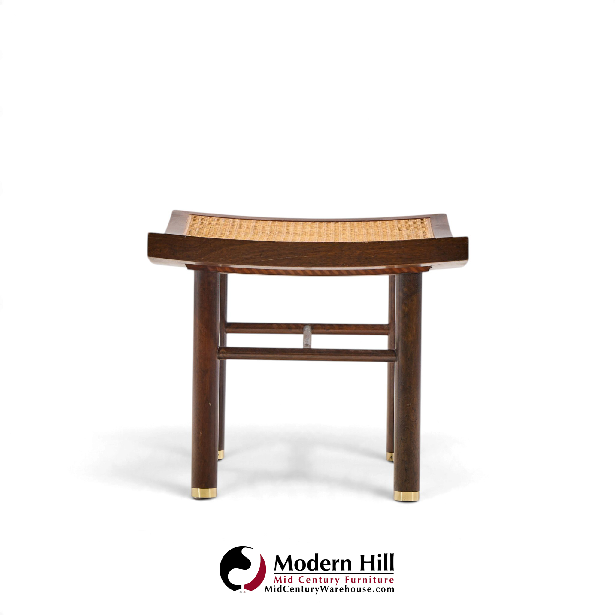 michael taylor for baker far east collection mid century cane and mahogany stool