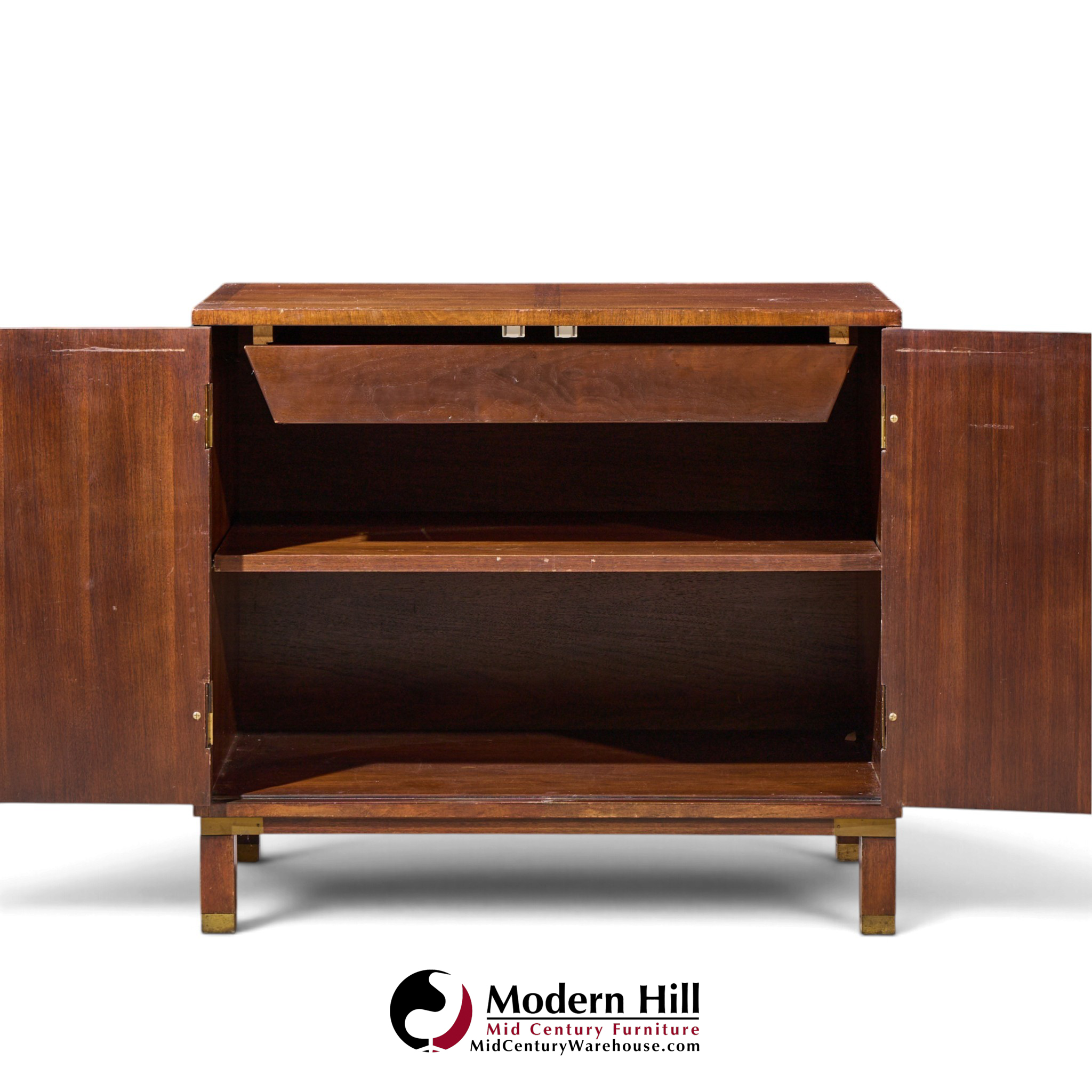michael taylor for baker milling road walnut and brass cabinet credenza