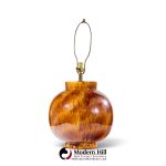 mid century orange drip glaze table lamp - pair