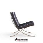 mies van der rohe for knoll mid century black leather barcelona chairs - pair