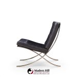mies van der rohe for knoll mid century black leather barcelona chairs - pair