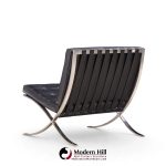mies van der rohe for knoll mid century black leather barcelona chairs - pair