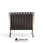 mies van der rohe for knoll mid century black leather barcelona chairs - pair